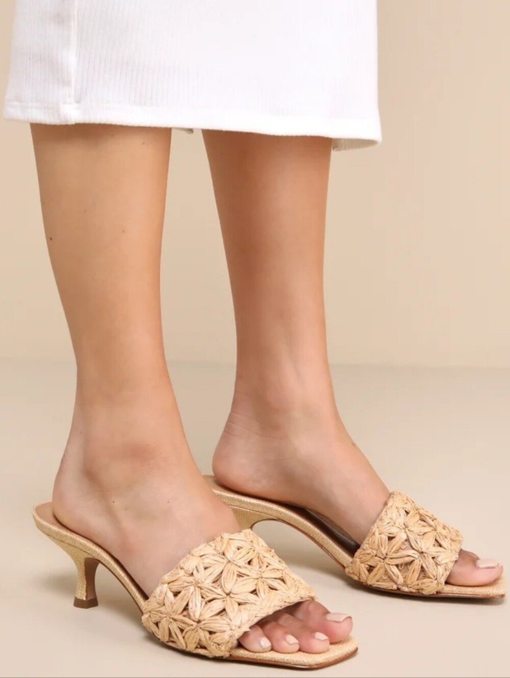 Schutz Dethalia Straw  Kitten Heel Slide US 9